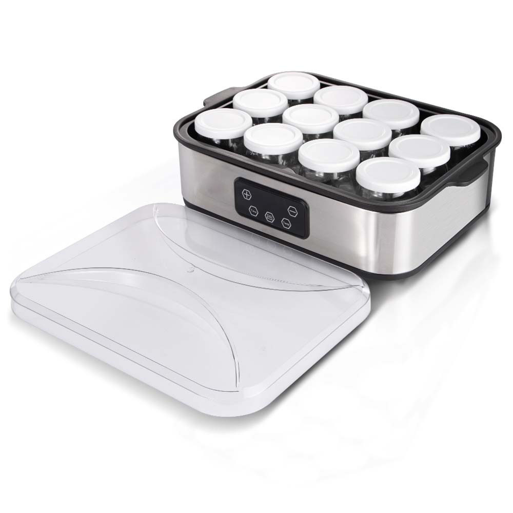 MDMV Yogurt Maker 12 Cups 2.16L Digital PTC Heating Stainless Steel with Glass Jars