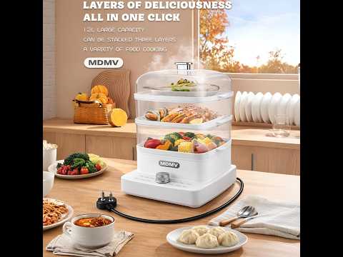 MDMV 12L 3 Tier Electric Food Steamer - 12 Cooking Modes, 1200W