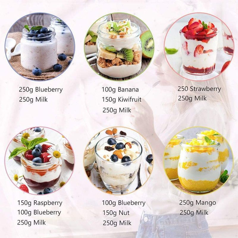 MDMV Electronic Yogurt Maker - 25W Stainless Steel Body, 1.5L 8 Glass Jars