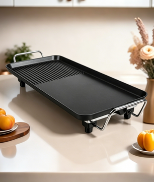 MDMV Electric Grill 1500W – 47x26cm Dual Surface Non-Stick Griddle, Adjustable Temperature Control, Cool-Touch Handles