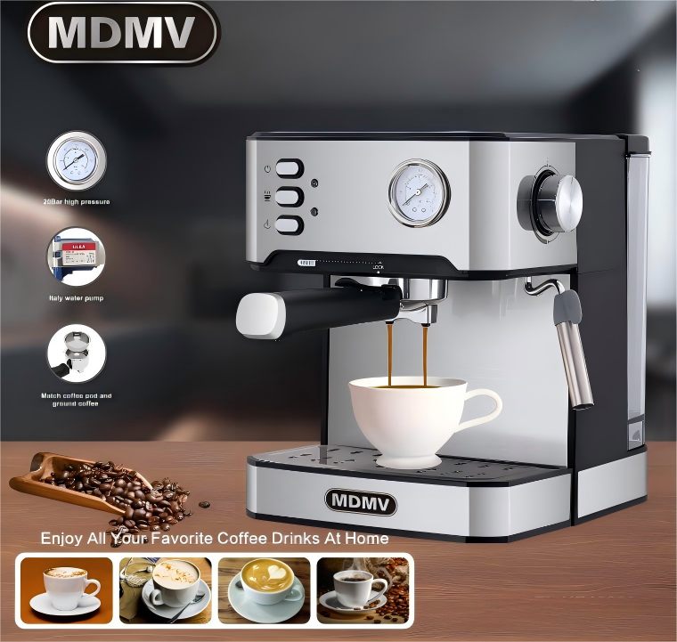 20Bar Espresso Machine - Italian ULKA Pump - Pods & Ground Coffee