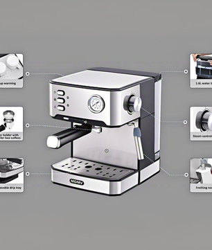 20Bar Espresso Machine - Italian ULKA Pump - Pods & Ground Coffee