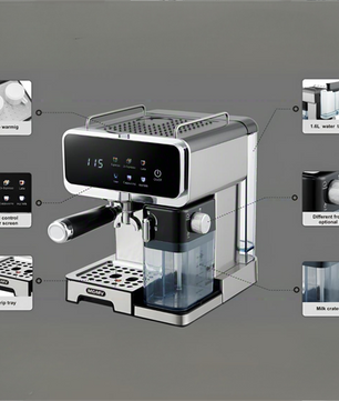 Touch Control Espresso Machine - ULKA Pump, Auto Milk Frother