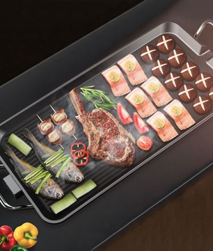 MDMV Electric Grill 1500W – 47x26cm Dual Surface Non-Stick Griddle, Adjustable Temperature Control, Cool-Touch Handles