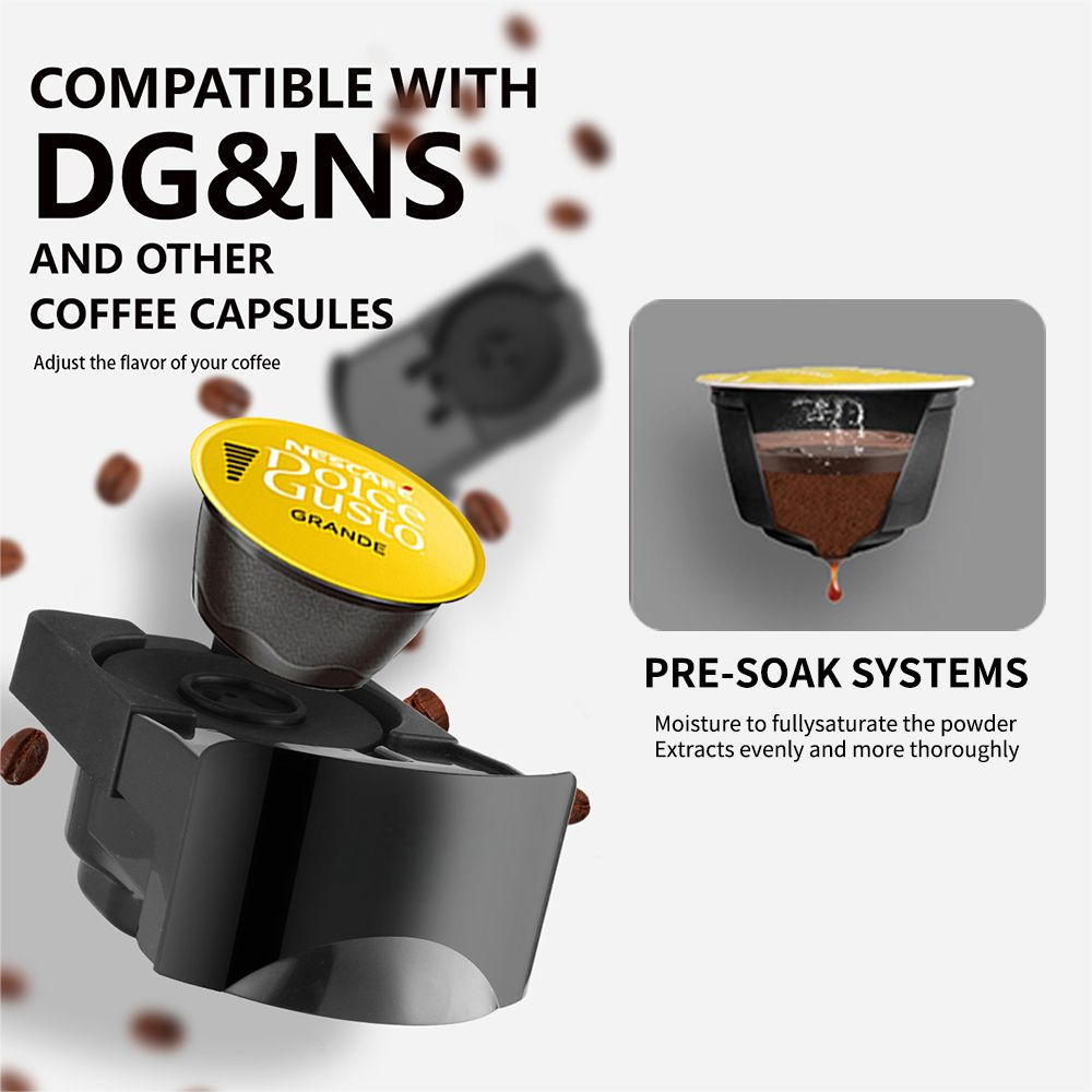 MDMV 3-in-1 Espresso Coffee Machine 20 Bar, 1400W Coffee Maker Compatible with Nespresso & Dolce Gusto Pods and Ground Coffee, Compact Stainless Steel