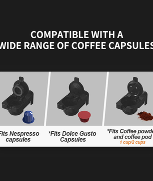 MDMV 3-in-1 Espresso Coffee Machine 20 Bar, 1400W Coffee Maker Compatible with Nespresso & Dolce Gusto Pods and Ground Coffee, Compact Stainless Steel
