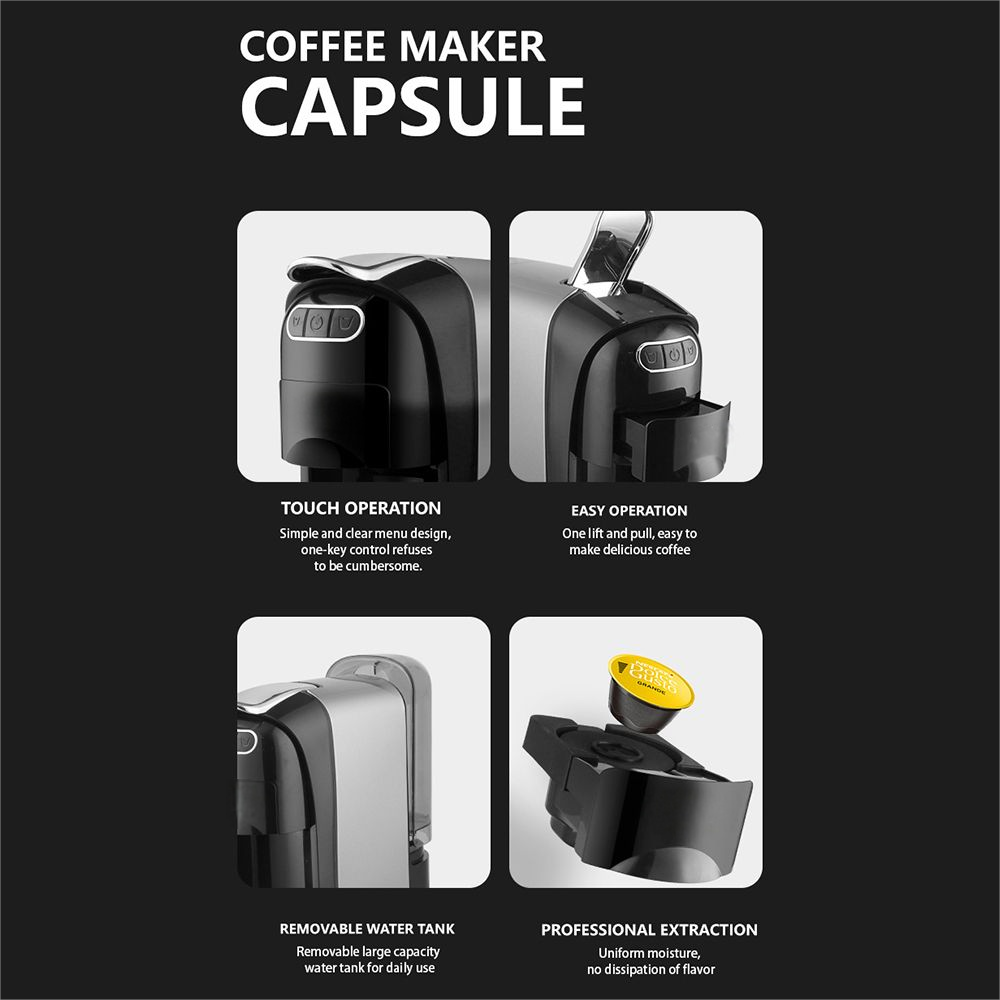 MDMV 3-in-1 Espresso Coffee Machine 20 Bar, 1400W Coffee Maker Compatible with Nespresso & Dolce Gusto Pods and Ground Coffee, Compact Stainless Steel