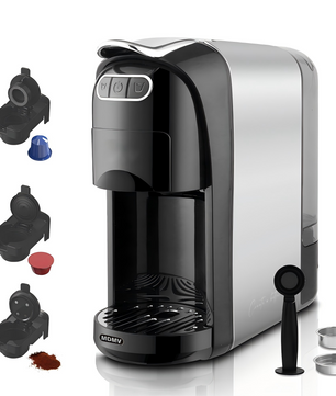 MDMV 3-in-1 Espresso Coffee Machine 20 Bar, 1400W Coffee Maker Compatible with Nespresso & Dolce Gusto Pods and Ground Coffee, Compact Stainless Steel