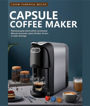 MDMV 3-in-1 Espresso Coffee Machine 20 Bar, 1400W Coffee Maker Compatible with Nespresso & Dolce Gusto Pods and Ground Coffee, Compact Stainless Steel