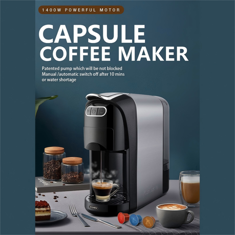 MDMV 3-in-1 Espresso Coffee Machine 20 Bar, 1400W Coffee Maker Compatible with Nespresso & Dolce Gusto Pods and Ground Coffee, Compact Stainless Steel