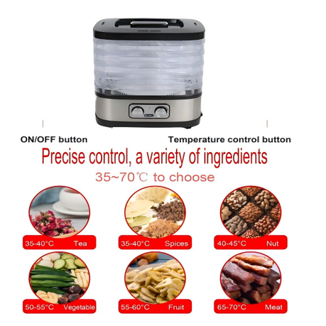 MDMV 240W Food Dehydrator - 5-Layer Mechanical Dryer for Fruits & Meat