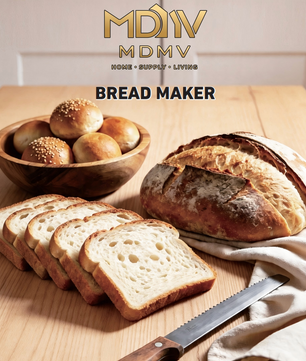 MDMV Automatic Bread Maker - 600W, 1kg Loaf Capacity, 19 Preset Programs, 15-Hour Delay Timer