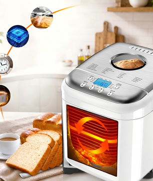 MDMV Automatic Bread Maker - 600W, 1kg Loaf Capacity, 19 Preset Programs, 15-Hour Delay Timer