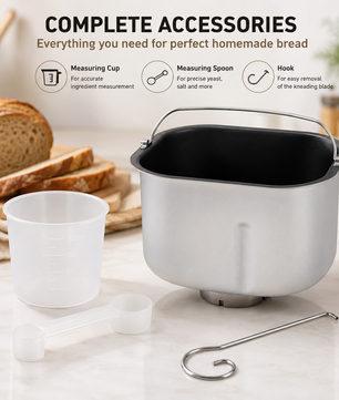 MDMV Automatic Bread Maker - 600W, 1kg Loaf Capacity, 19 Preset Programs, 15-Hour Delay Timer