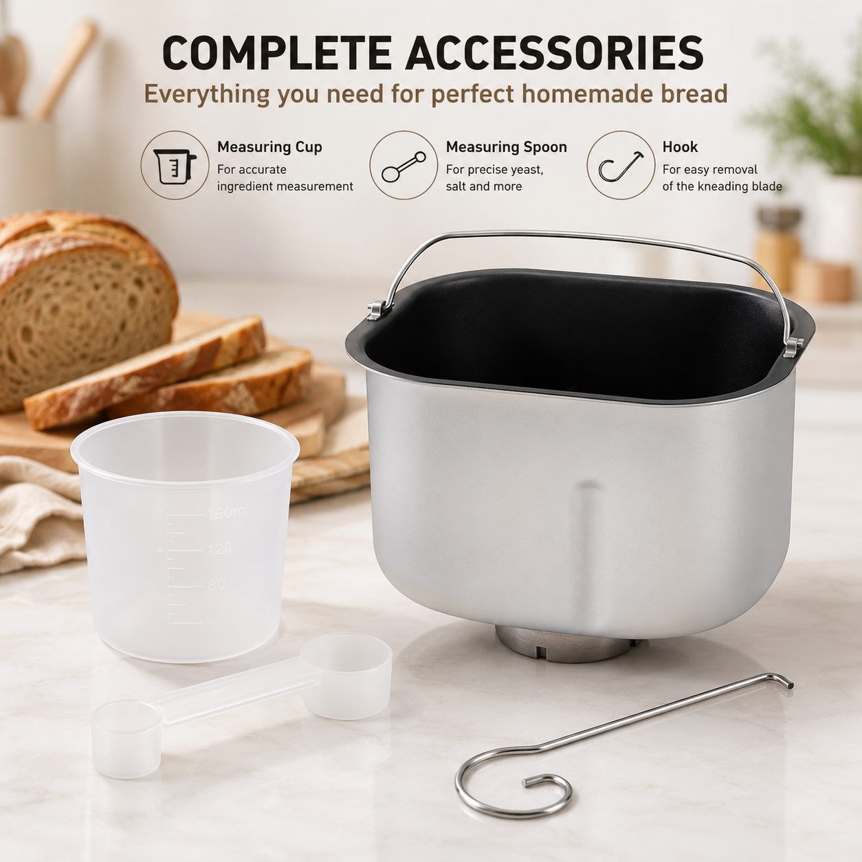 MDMV Automatic Bread Maker - 600W, 1kg Loaf Capacity, 19 Preset Programs, 15-Hour Delay Timer