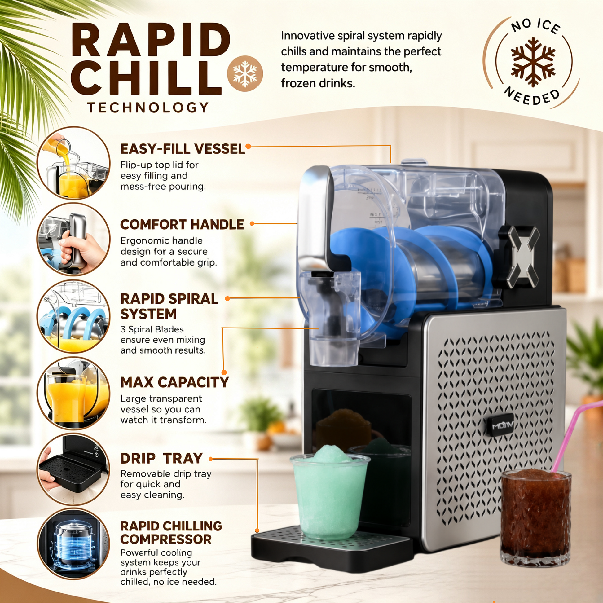 MDMV 7-in-1 Frozen Drink Maker with Rapid Chill & Slush Machine