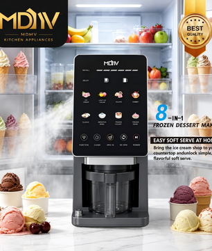 MDMV 800W Ice Cream Maker - 11 Preset Programs, Automatic Compressor Cooling, Touch Screen, 650ml Cup