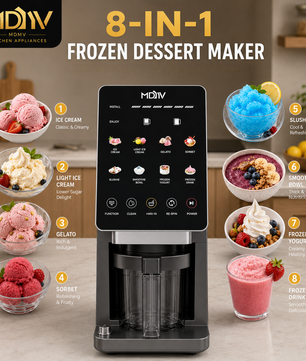 MDMV 800W Ice Cream Maker - 11 Preset Programs, Automatic Compressor Cooling, Touch Screen, 650ml Cup
