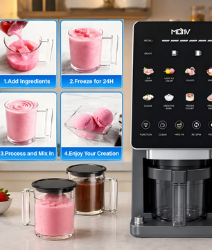 MDMV 800W Ice Cream Maker - 11 Preset Programs, Automatic Compressor Cooling, Touch Screen, 650ml Cup