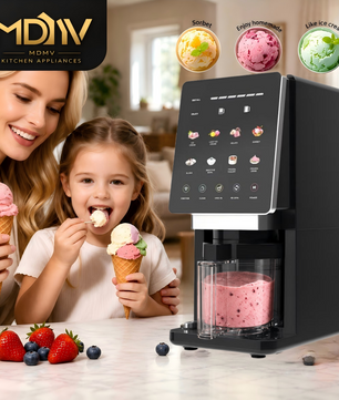 MDMV 800W Ice Cream Maker - 11 Preset Programs, Automatic Compressor Cooling, Touch Screen, 650ml Cup
