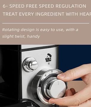 MDMV 1200W Stand Mixer - 5L Stainless Steel Bowl, 6 Speed Control