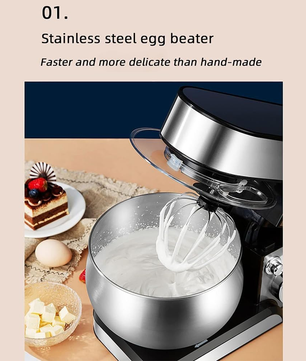 MDMV 1200W Stand Mixer - 5L Stainless Steel Bowl, 6 Speed Control