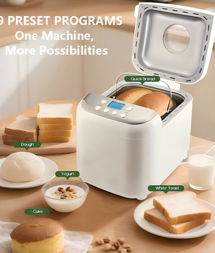 MDMV Automatic Bread Maker - 600W, 1kg Loaf Capacity, 19 Preset Programs, 15-Hour Delay Timer