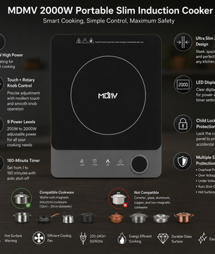 MDMV KSM-20AA 2000W Portable Induction Cooker with Rotary Control