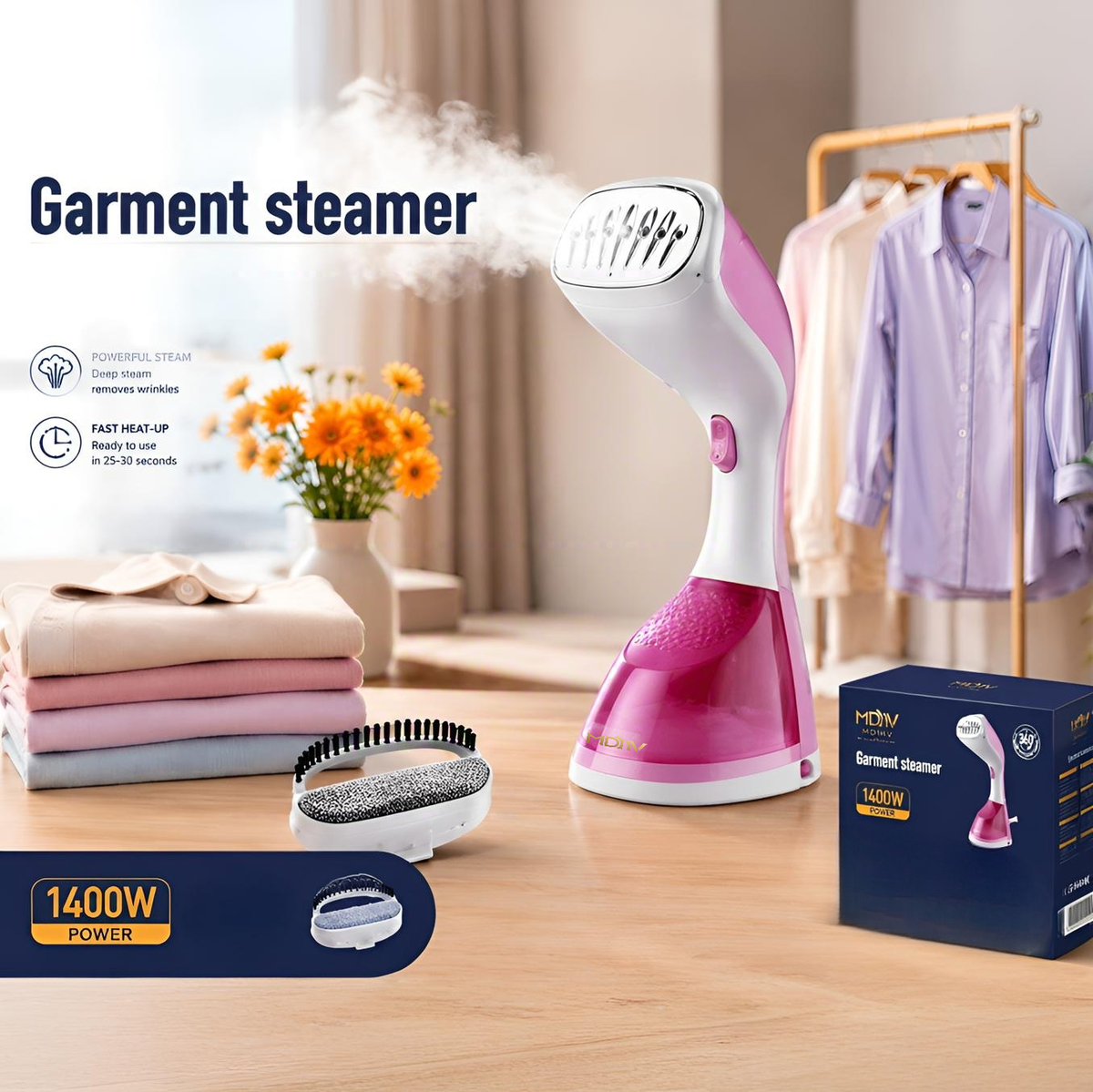 MDMV 1400W Handheld Garment Steamer with Continuous Steam
