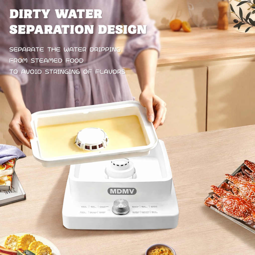MDMV 12L 3 Tier Electric Food Steamer - 12 Cooking Modes, 1200W