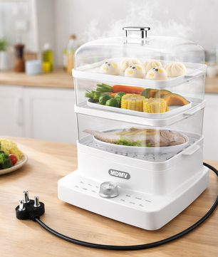 MDMV 12L 3 Tier Electric Food Steamer - 12 Cooking Modes, 1200W