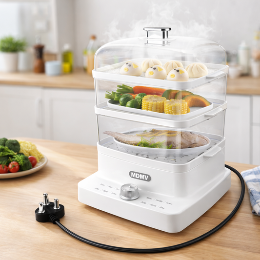 MDMV 12L 3 Tier Electric Food Steamer - 12 Cooking Modes, 1200W