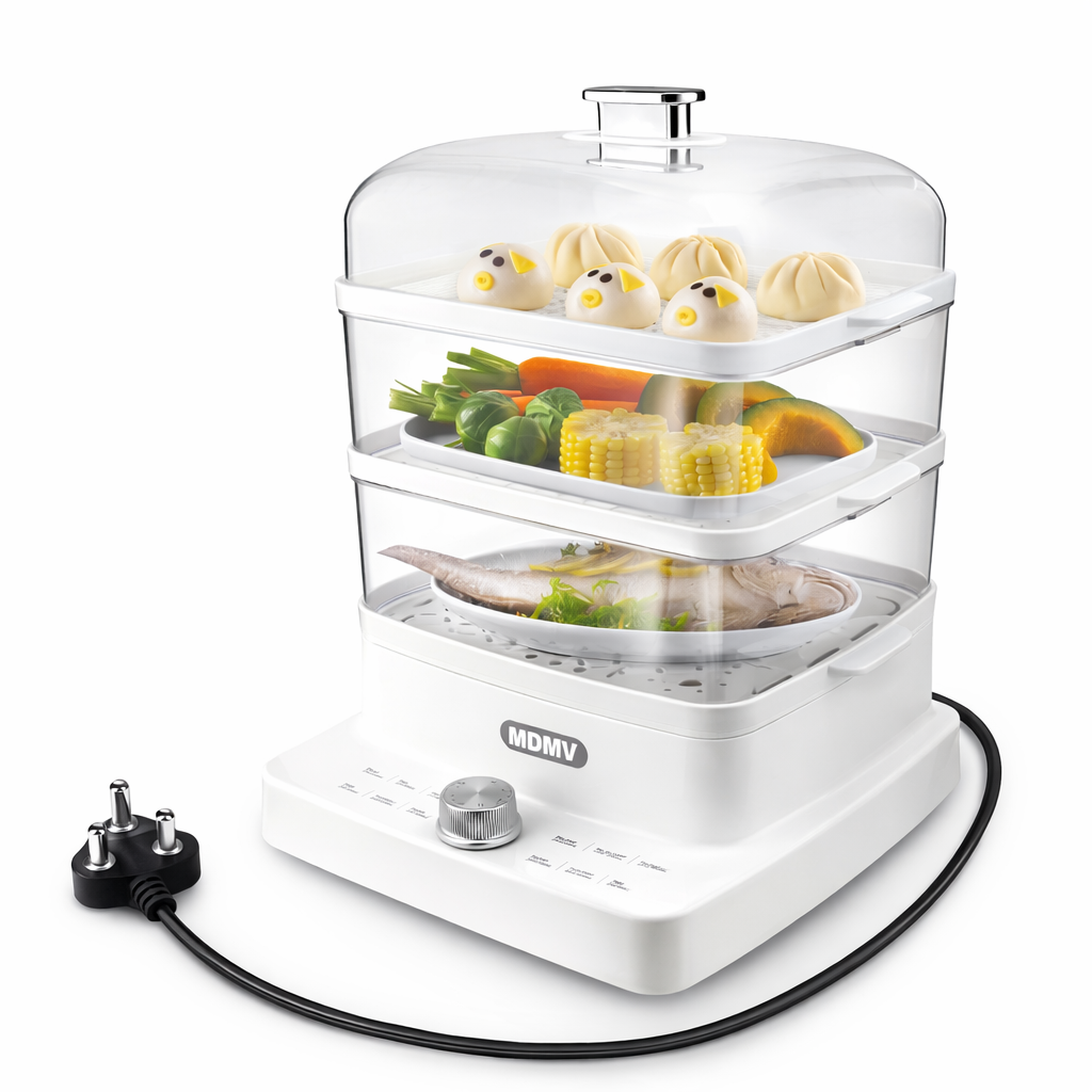 MDMV 12L 3 Tier Electric Food Steamer - 12 Cooking Modes, 1200W