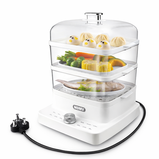 MDMV 12L 3 Tier Electric Food Steamer - 12 Cooking Modes, 1200W