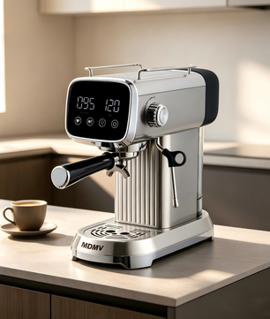MDMV 20 Bar Espresso Coffee Machine with Milk Frother, 1350W LED Display, 51mm Portafilter, Compact Stainless Steel Coffee Maker for Cappuccino & Latte
