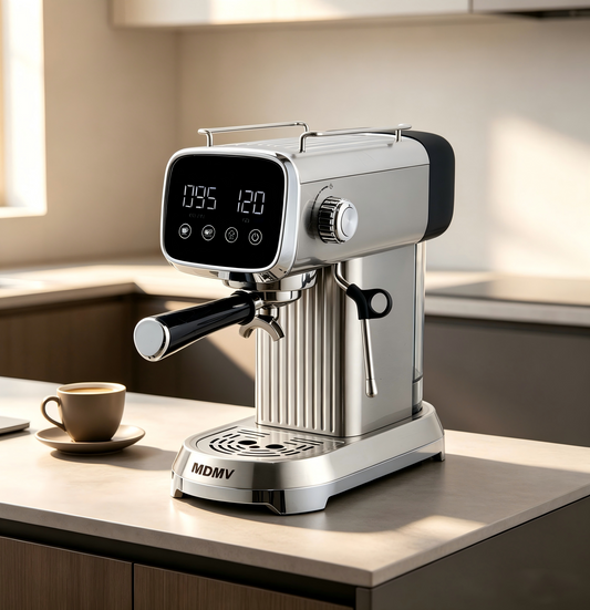 MDMV 20 Bar Espresso Coffee Machine with Milk Frother, 1350W LED Display, 51mm Portafilter, Compact Stainless Steel Coffee Maker for Cappuccino & Latte