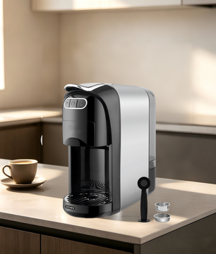MDMV 3-in-1 Espresso Coffee Machine 20 Bar, 1400W Coffee Maker Compatible with Nespresso & Dolce Gusto Pods and Ground Coffee, Compact Stainless Steel