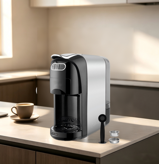 MDMV 3-in-1 Espresso Coffee Machine 20 Bar, 1400W Coffee Maker Compatible with Nespresso & Dolce Gusto Pods and Ground Coffee, Compact Stainless Steel