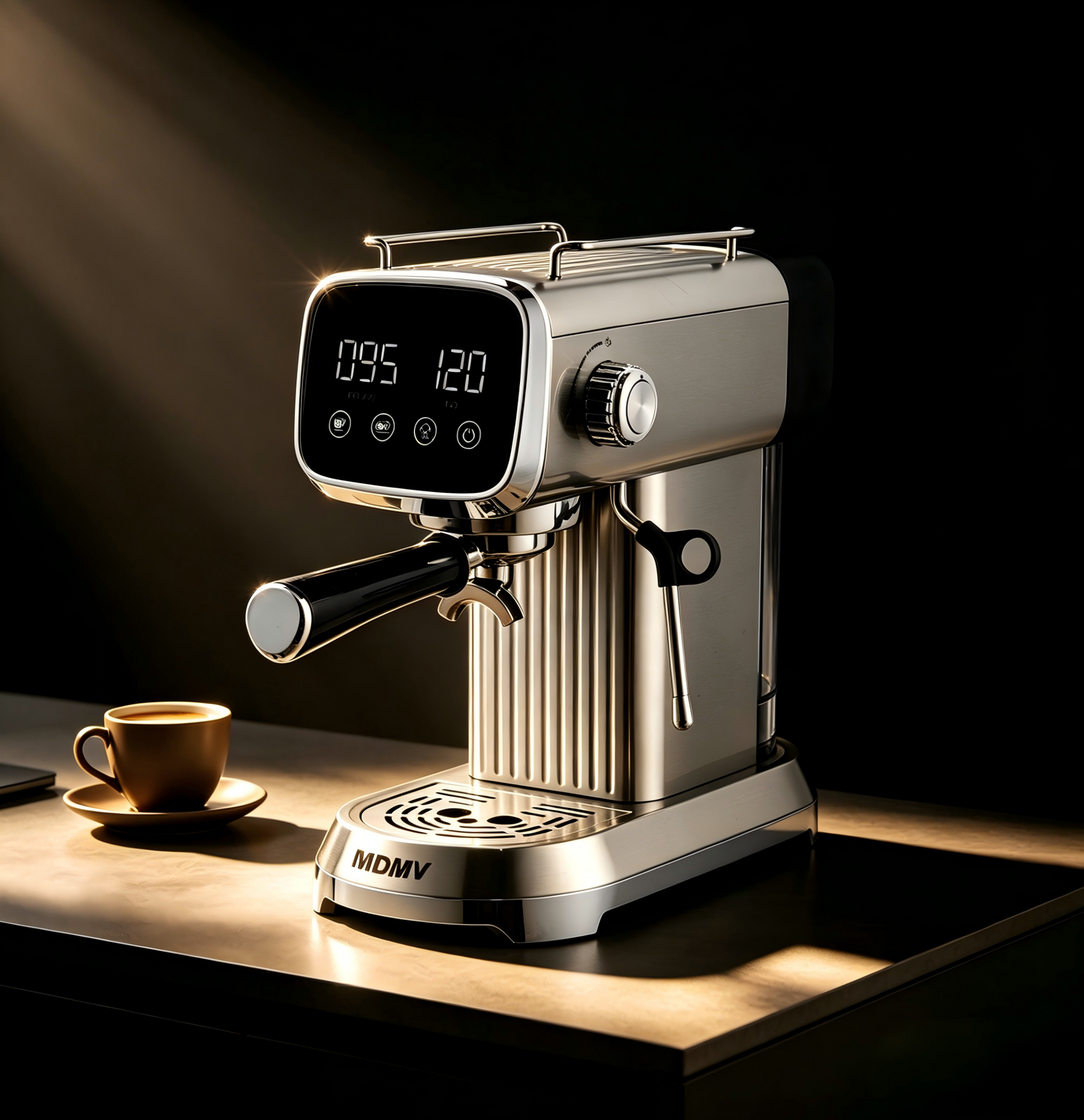 MDMV 20 Bar Espresso Coffee Machine with Milk Frother, 1350W LED Display, 51mm Portafilter, Compact Stainless Steel Coffee Maker for Cappuccino & Latte