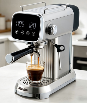 MDMV 20 Bar Espresso Coffee Machine with Milk Frother, 1350W LED Display, 51mm Portafilter, Compact Stainless Steel Coffee Maker for Cappuccino & Latte