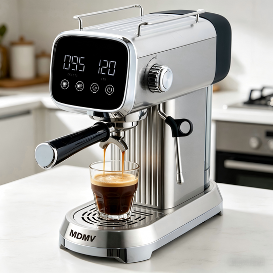 MDMV 20 Bar Espresso Coffee Machine with Milk Frother, 1350W LED Display, 51mm Portafilter, Compact Stainless Steel Coffee Maker for Cappuccino & Latte