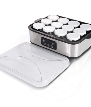MDMV Yogurt Maker 12 Cups 2.16L Digital PTC 25W Heating Stainless Steel with Glass Jars