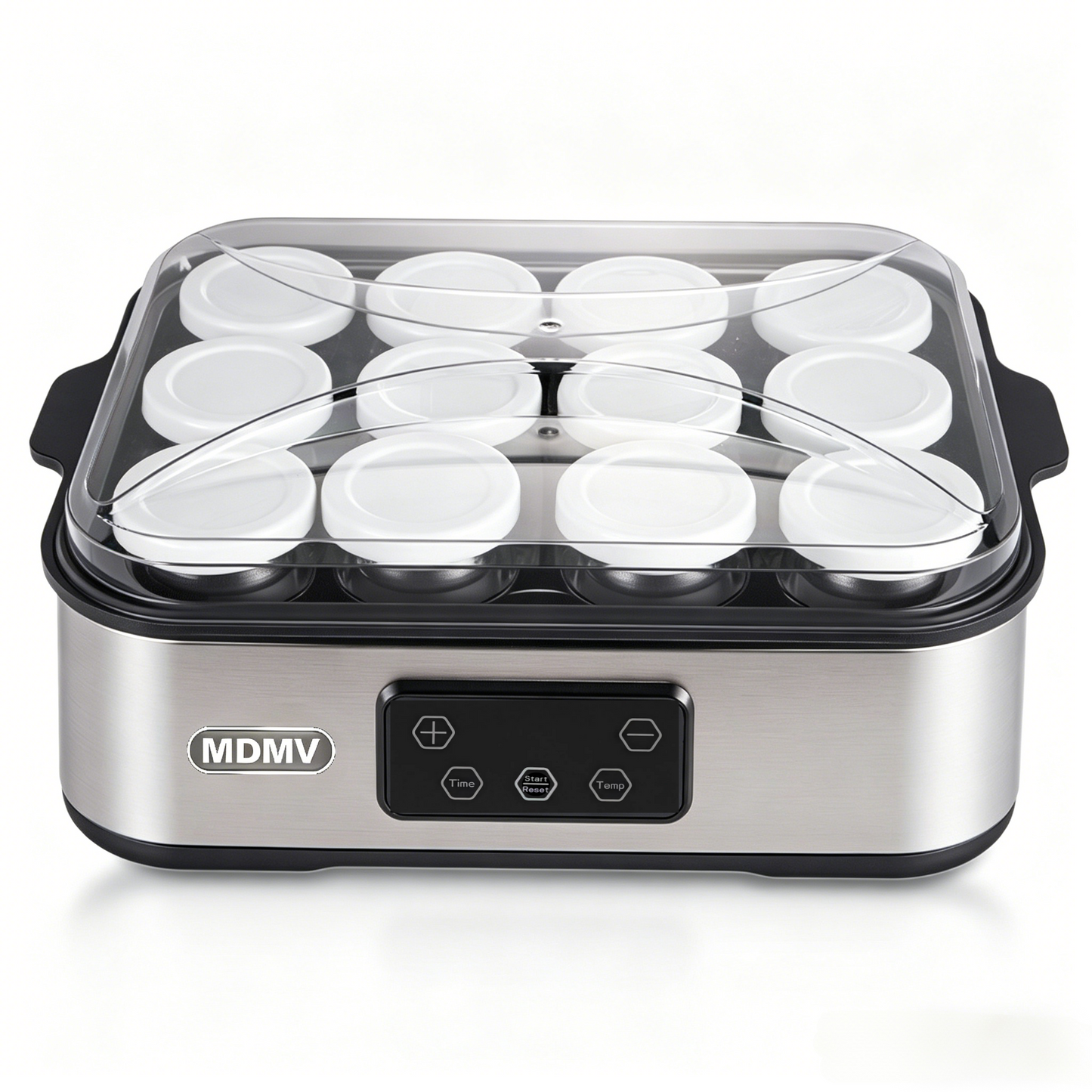 MDMV Yogurt Maker 12 Cups 2.16L Digital PTC Heating Stainless Steel with Glass Jars