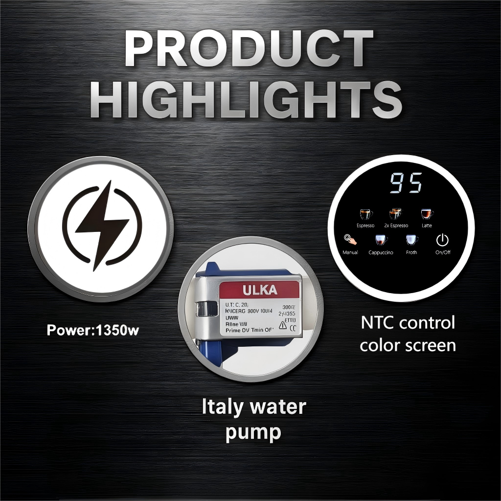 MDMV 58mm Espresso Coffee Machine - 20Bar ULKA Pump, 1.6L Tank, 1350W