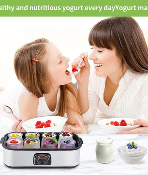 MDMV Electronic Yogurt Maker - 25W Stainless Steel Body, 1.5L 8 Glass Jars