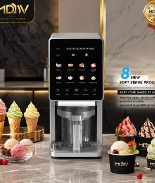 MDMV 800W Ice Cream Maker - 11 Preset Programs, Automatic Compressor Cooling, Touch Screen, 650ml Cup