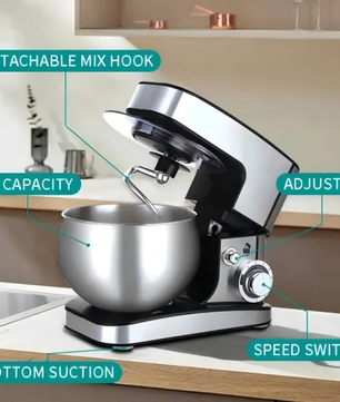MDMV 1200W Stand Mixer - 5L Stainless Steel Bowl, 6 Speed Control