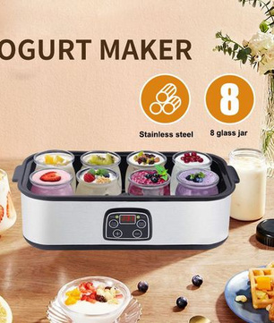 MDMV Electronic Yogurt Maker - 25W Stainless Steel Body, 1.5L 8 Glass Jars