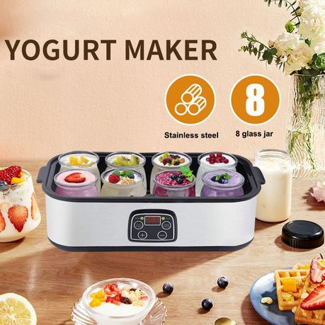 MDMV Electronic Yogurt Maker - 25W Stainless Steel Body, 1.5L 8 Glass Jars